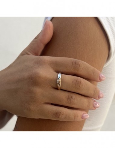 ANELLO FEDE ORO BIANCO CON INSERTO ORO ROSA [34182419]