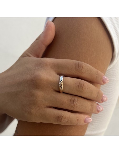 ANELLO FEDE ORO BIANCO CON INSERTO ORO ROSA [34182419]