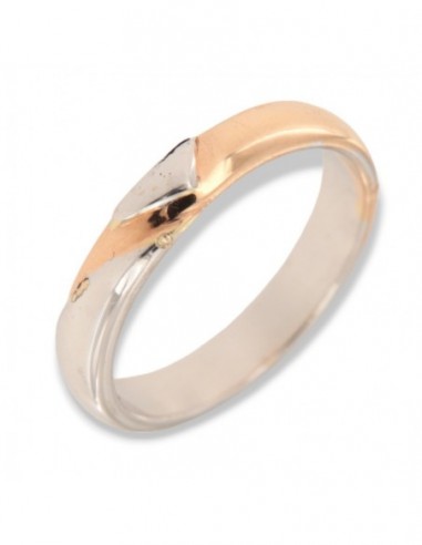 ANELLO FEDE ORO BIANCO CON INSERTO ORO ROSA [8305e51d]