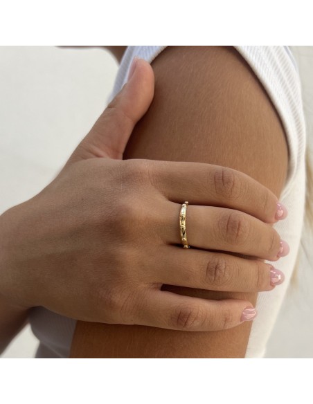 Anello Oro Giallo Rosario Mezze Sfere Crocetta [678ff41c]