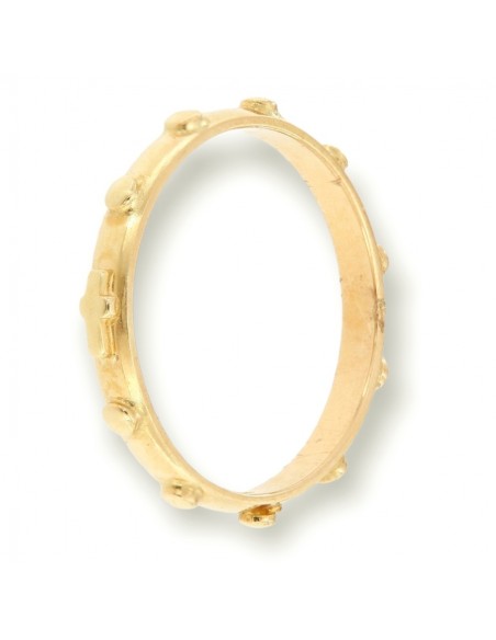 Anello Oro Giallo Rosario Mezze Sfere Crocetta [d5c27206]
