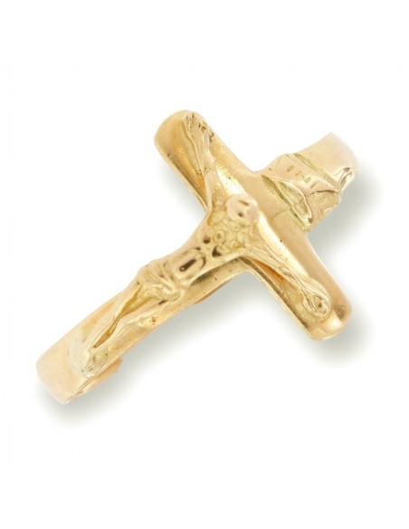 Anello Oro Giallo Croce Gesù Rilievo [93a97661]