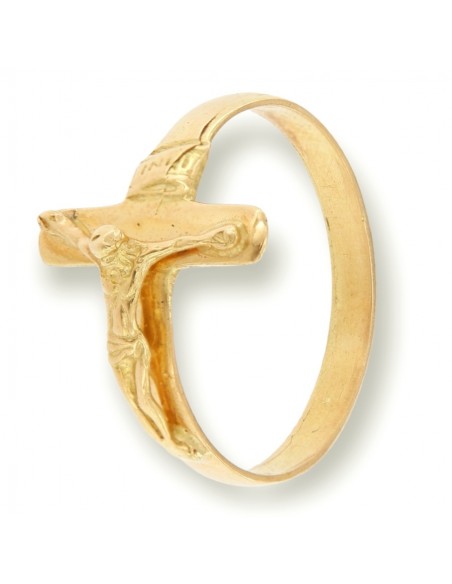 Anello Oro Giallo Croce Gesù Rilievo [96f9317f]