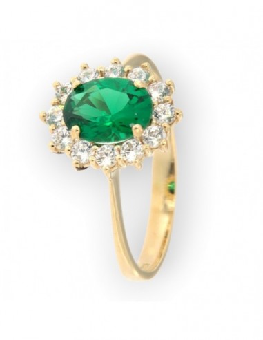 Anello Oro Giallo Principessa Verde 8x6MM [fa0c1c97]