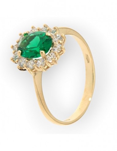 Anello Oro Giallo Principessa Verde 8x6MM [59675c1a]