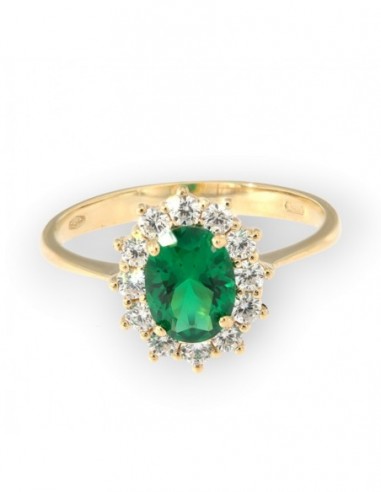 Anello Oro Giallo Principessa Verde 8x6MM [6a4f9201]