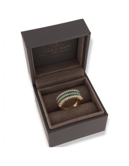 Anello Oro Giallo Riviera Zirconi Verdi/Bianchi [1e0fe20f]