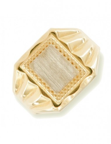 ANELLO ORO GIALLO CHEVALIER RETTANGOLARE SATINATO [a30dfae2]