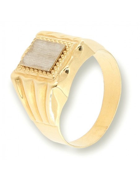 ANELLO ORO GIALLO CHEVALIER RETTANGOLARE SATINATO [14103be6]