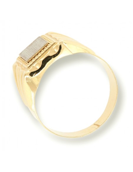 ANELLO ORO GIALLO CHEVALIER RETTANGOLARE SATINATO [11407cf8]