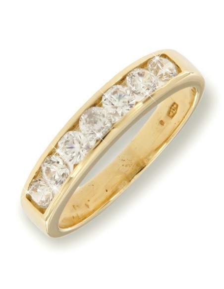 Anello Oro Giallo Fascetta 7 Zirconi [9de552e4]