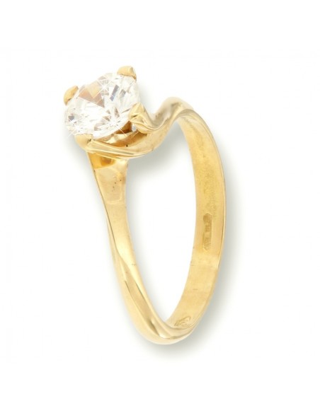 Anello Oro Giallo Solitario Zircone Bianco 7MM [ee160fd1]