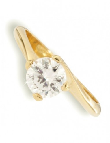 Anello Oro Giallo Solitario Zircone Bianco 7MM [1a498ae5]