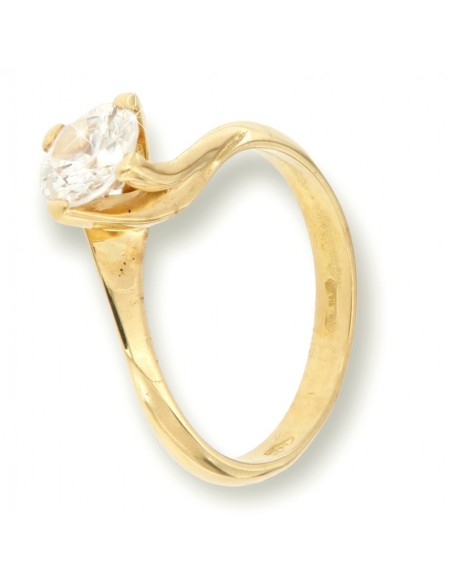 Anello Oro Giallo Solitario Zircone Bianco 7MM [1f19cdfb]