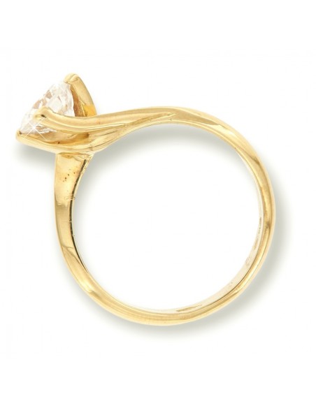 Anello Oro Giallo Solitario Zircone Bianco 7MM [a8040cff]