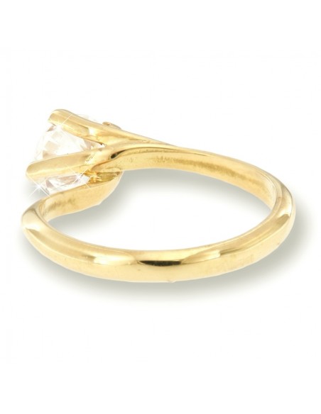Anello Oro Giallo Solitario Zircone Bianco 7MM [71224ff2]