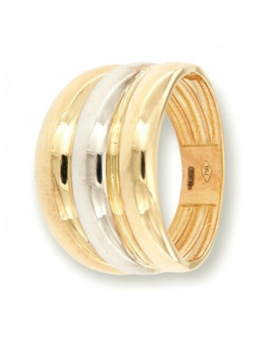 Anello Oro Giallo Oro Bianco Tre Fasce [53ab40e9]
