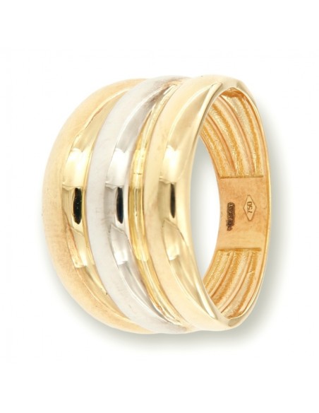 Anello Oro Giallo Oro Bianco Tre Fasce [53ab40e9]