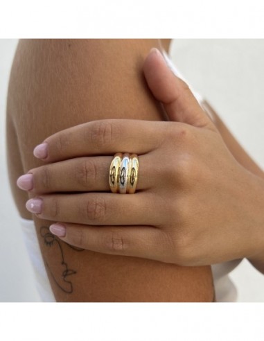 Anello Oro Giallo Oro Bianco Tre Fasce [007785ea]