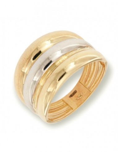 Anello Oro Giallo Oro Bianco Tre Fasce [b76a44ee]