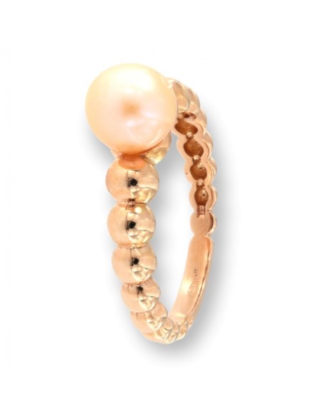 Anello Oro Rosa Sfere Con Perla Naturale 7MM [e306a641]
