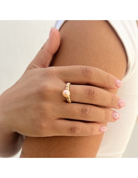 Anello Oro Rosa Sfere Con Perla Naturale 7MM [27b17db0]