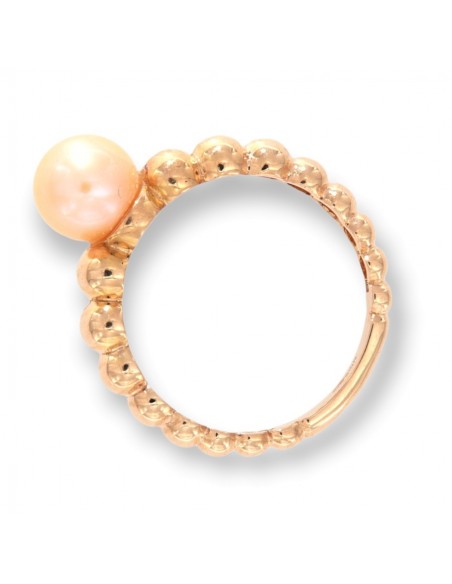 Anello Oro Rosa Sfere Con Perla Naturale 7MM [22e13aae]