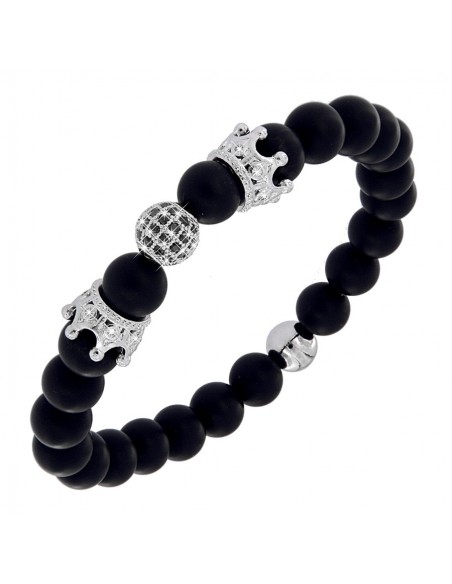 Bracciale Sfere Onice Opache Sfera Pave Zirconi [db24f937]