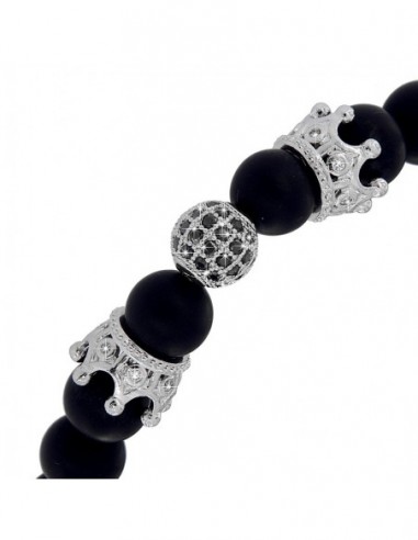 Bracciale Sfere Onice Opache Sfera Pave Zirconi [42d9ff46]