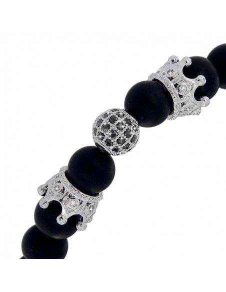 Bracciale Sfere Onice Opache Sfera Pave Zirconi [42d9ff46]