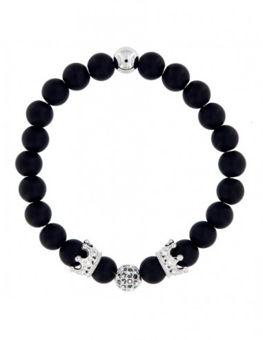 Bracciale Sfere Onice Opache Sfera Pave Zirconi [f5c43e42]