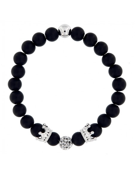 Bracciale Sfere Onice Opache Sfera Pave Zirconi [f5c43e42]
