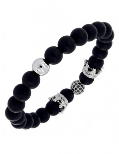 Bracciale Sfere Onice Opache Sfera Pave Zirconi [f094795c]