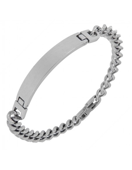 Bracciale Acciaio Grumetta Con Piastra Centrale [92bd9045]