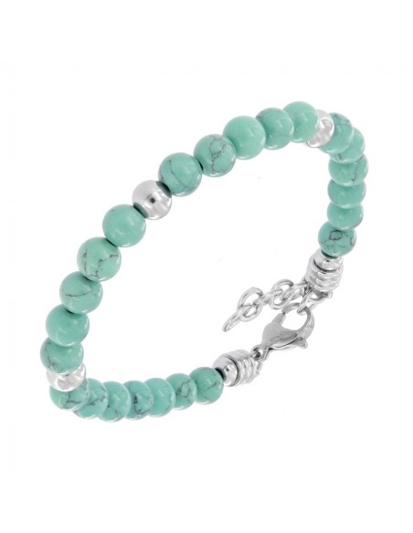 Bracciale Acciaio Sfere Verde Acqua E Argentate [25797702]