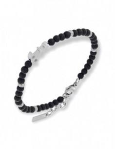 Bracciale Acciaio Sfere Nere Ciondolo Forma Ancora [9264b606]