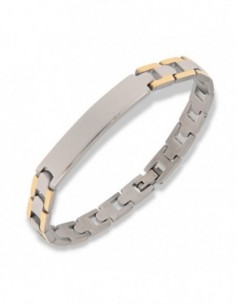 Bracciale Acciaio Piastra Centrale Maglie Dorate [89d1321a]