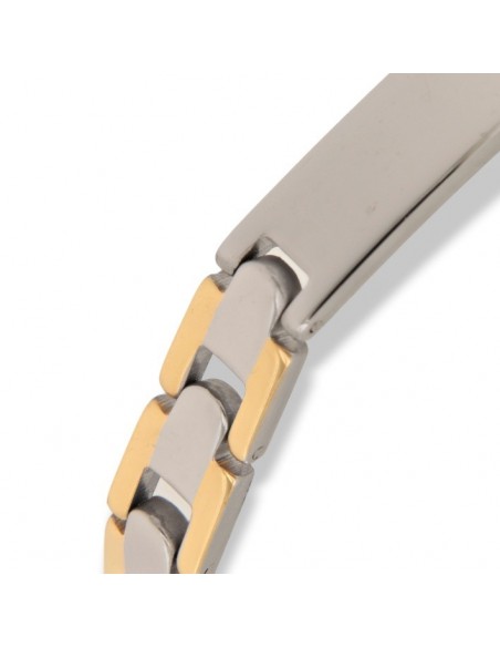 Bracciale Acciaio Piastra Centrale Maglie Dorate [0c0a7bfc]