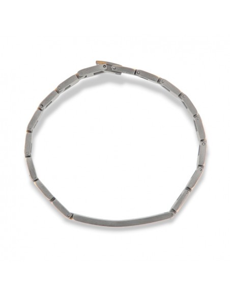 Bracciale Acciaio Piastra Centrale Maglie Dorate [095a3ce2]