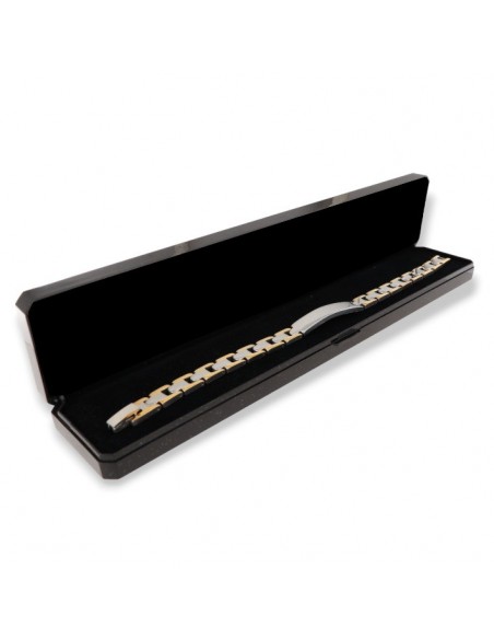 Bracciale Acciaio Piastra Centrale Maglie Dorate [be47fde6]