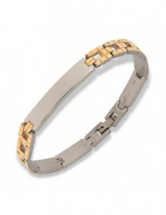 Bracciale Acciaio Piastra Centrale Maglie Dorate [3eccf31e]