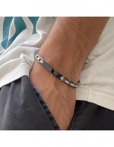 Bracciale Acciaio Piastra Centrale Nero [a7a5d8ff]