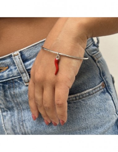 Bracciale Acciaio Schiava Ciondolo Corno Portafort [0a8616f4]