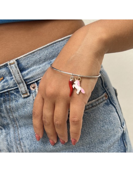 Bracciale Acciaio Schiava Ciondolo Corno/Unicorno [dbfc7c9b]