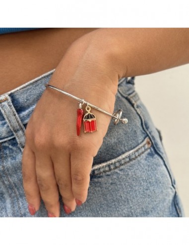 Bracciale Acciaio Schiava Corno Rosso/Casetta [d5a5cd98]