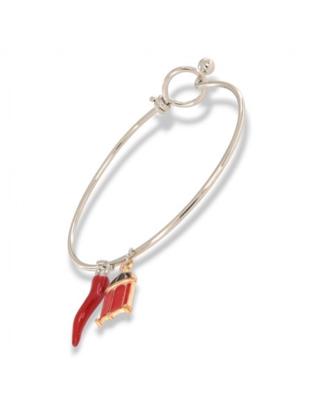 Bracciale Acciaio Schiava Corno Rosso/Casetta [62b80c9c]