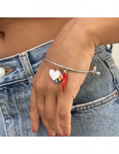 Bracciale Acciaio Schiava Corno/Cuore Arcobaleno [64346194]
