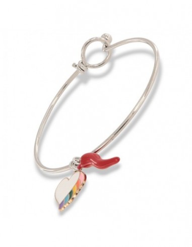 Bracciale Acciaio Schiava Corno/Cuore Arcobaleno [d329a090]
