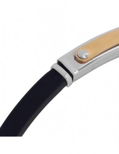 Bracciale Acciaio Caucciu Con Piastra Centrale [fd11e249]