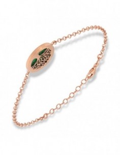 Bracciale Argento Rosato Malachite  Albero Della V [7bacbead]